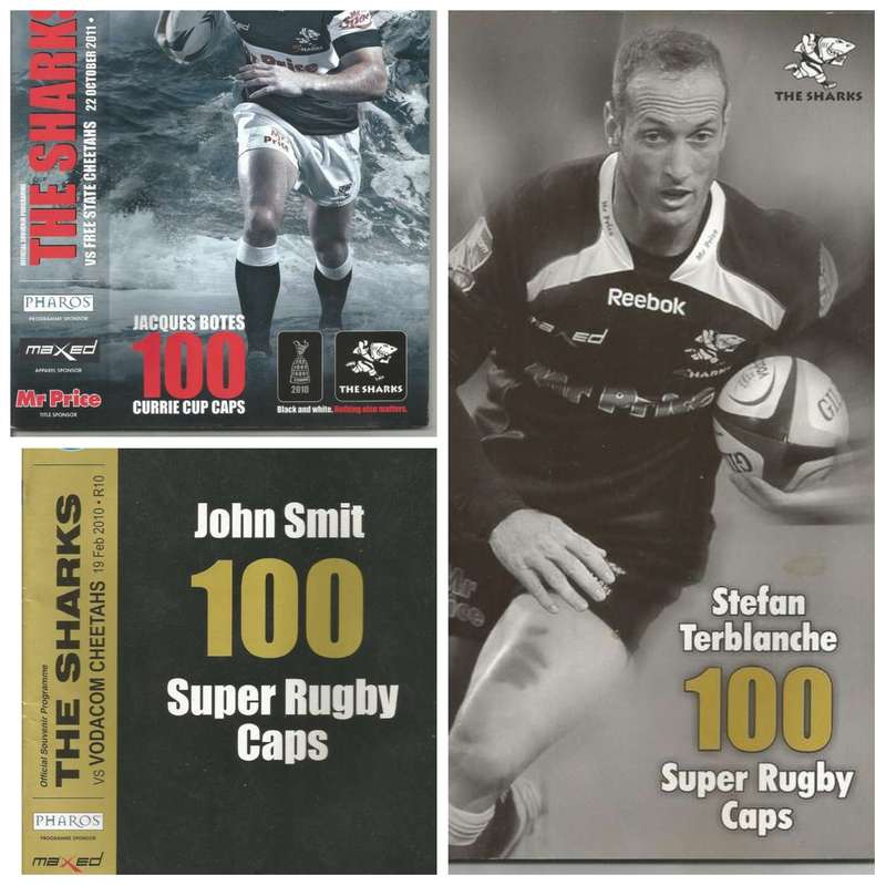 Collectable Sharks 100 Caps Rugby Programmes x 3 in Mint Condition