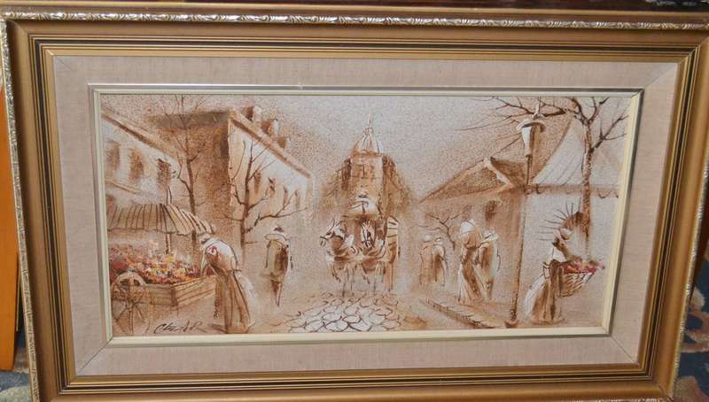 Original Boris Chezar oil / Sand painting on canvas