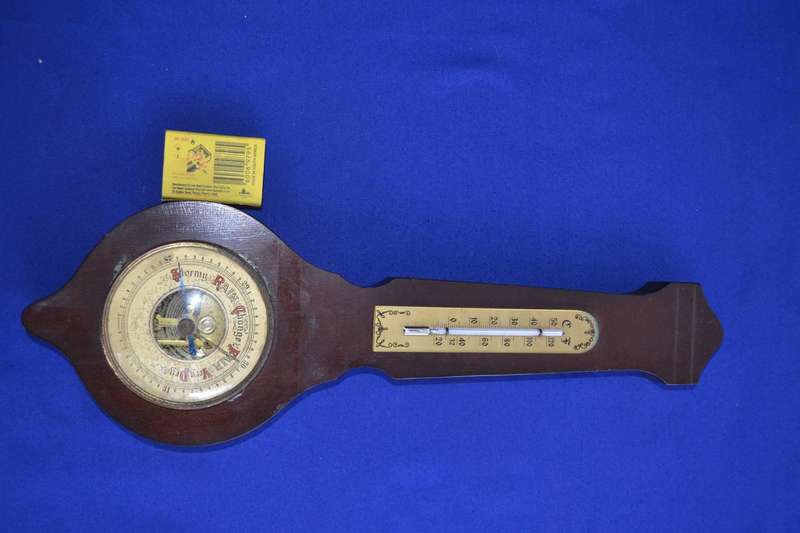 Sundo Germany Vintage Mahogany Banjo Style Thermometer and Barometer