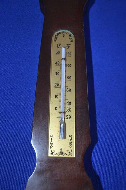 Sundo Germany Vintage Mahogany Banjo Style Thermometer and Barometer