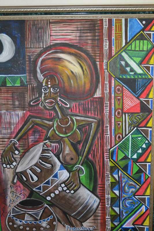Large Original  Painting - Vibrant Ethnic Design  Signed Masizwane