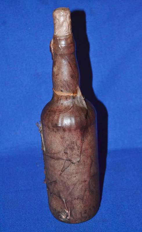 True Vintage Leather wrapped Glass Bottle