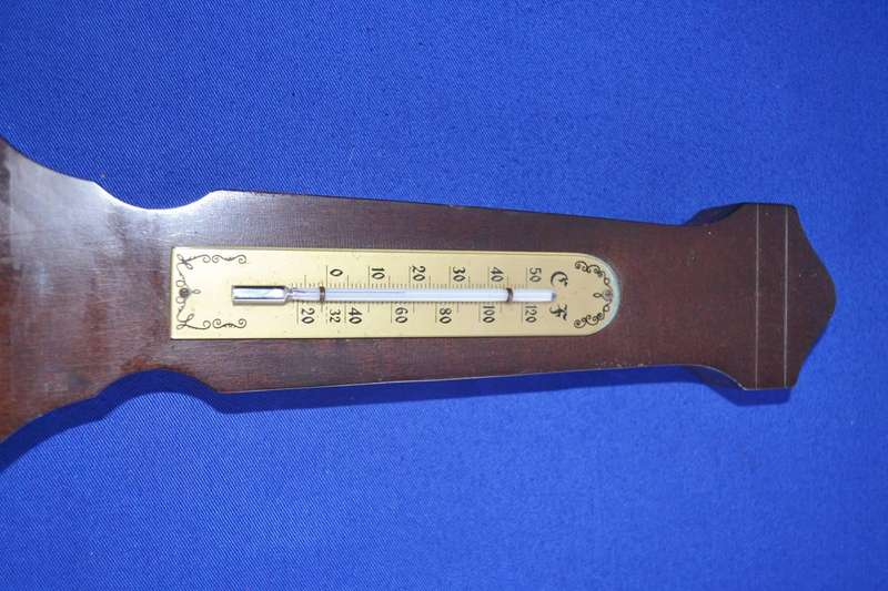Sundo Germany Vintage Mahogany Banjo Style Thermometer and Barometer