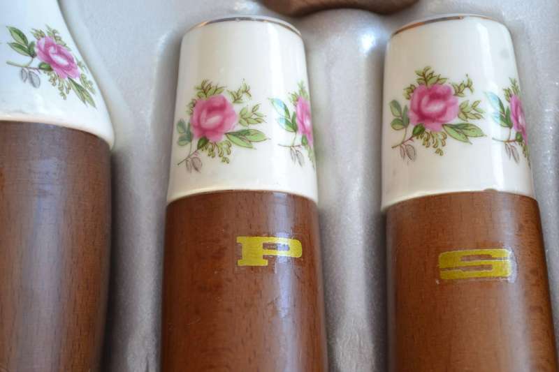 Hostess Vintage Condiment Set and Server Set- Boxed