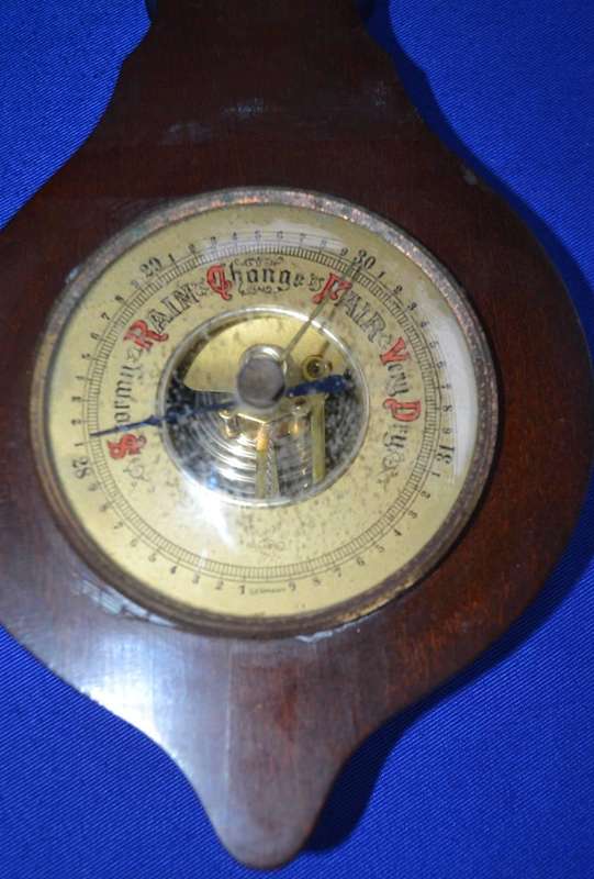 Sundo Germany Vintage Mahogany Banjo Style Thermometer and Barometer