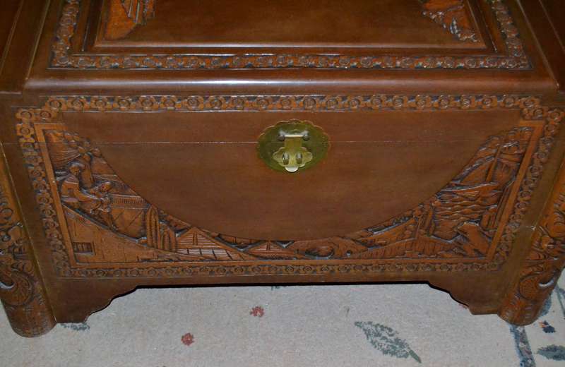 Vintage Carved Chinese Camphor Wood Kist