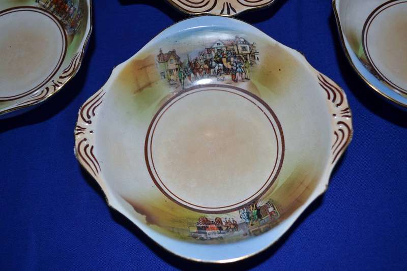 True Vintage Grimwades  "Old English Coaching Scenes" Dessert Set - 4 Pieces