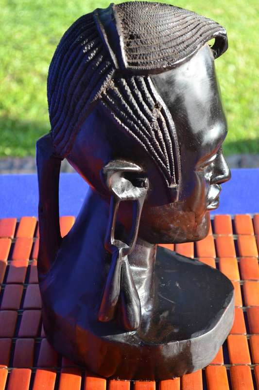 Vintage African Hard Wood Maasai Warrior Bust