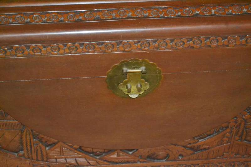 Vintage Carved Chinese Camphor Wood Kist