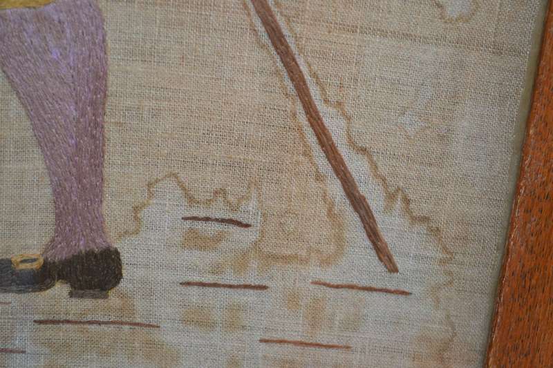 True Vintage Victorian Style French Oak Barley Twist Fire Screen with Needlework Image