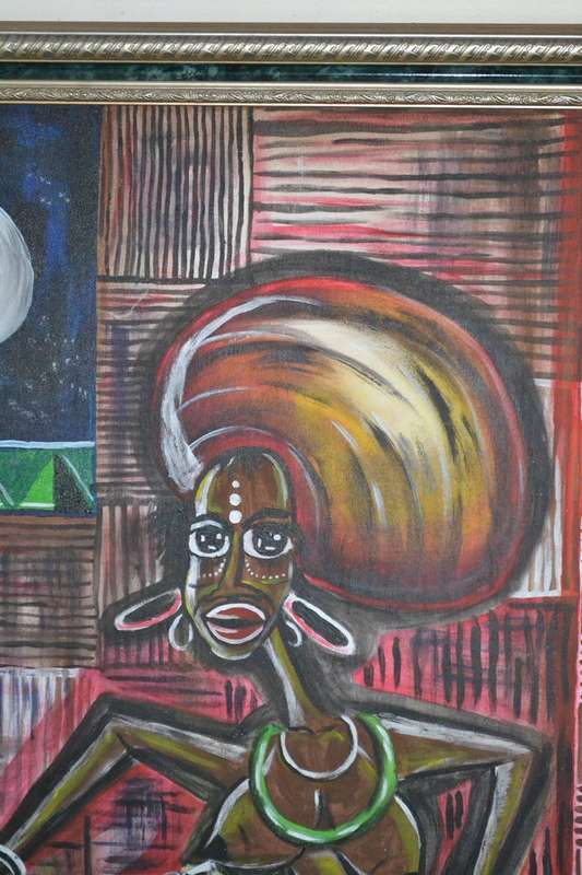 Large Original  Painting - Vibrant Ethnic Design  Signed Masizwane