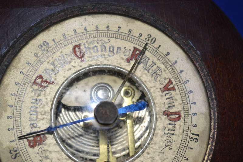 Sundo Germany Vintage Mahogany Banjo Style Thermometer and Barometer