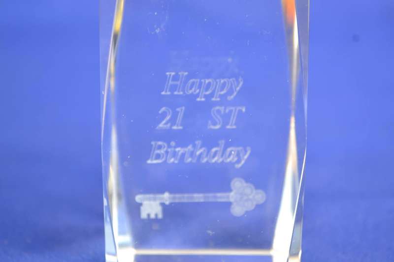 Vintage 3D Hologram Laser Etched Glass Paperweights x 3