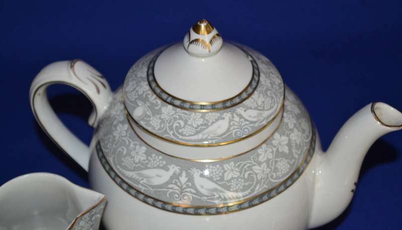 Very Rare True Vintage Tea Set by Booths England in the Grey Mosaic Pattern - 28 Pieces
