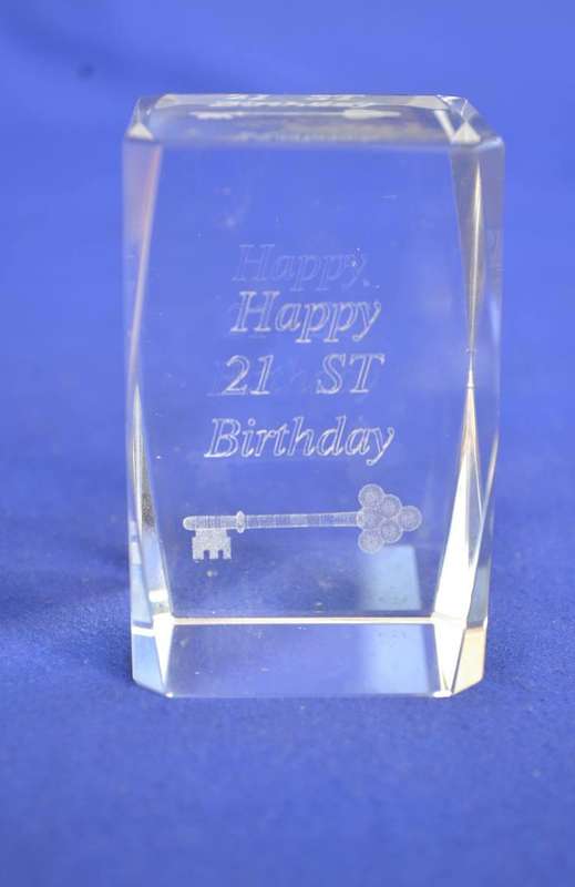 Vintage 3D Hologram Laser Etched Glass Paperweights x 3