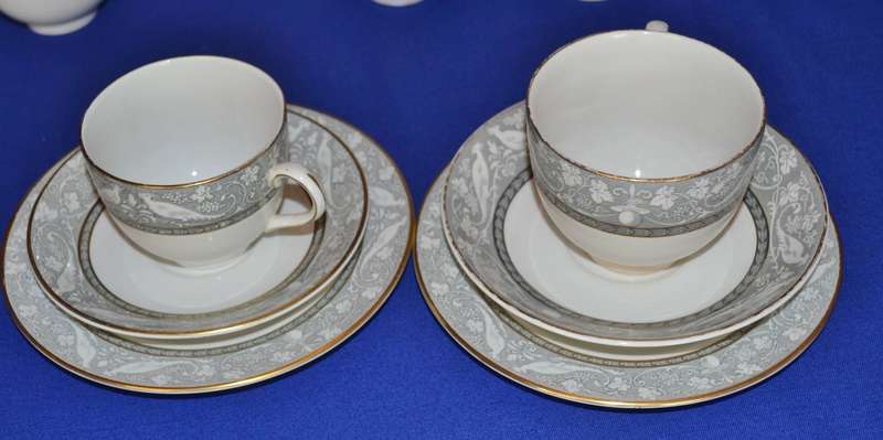 Very Rare True Vintage Tea Set by Booths England in the Grey Mosaic Pattern - 28 Pieces