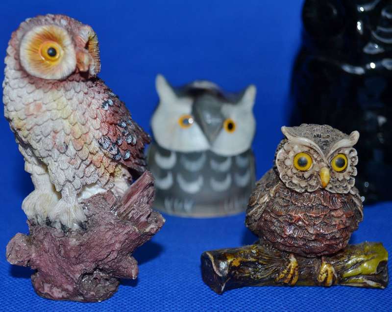 Collection of /owl Ornaments - Various Materials - 5 Pieces