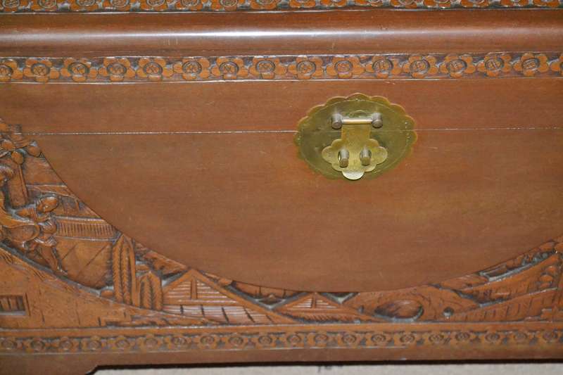Vintage Carved Chinese Camphor Wood Kist