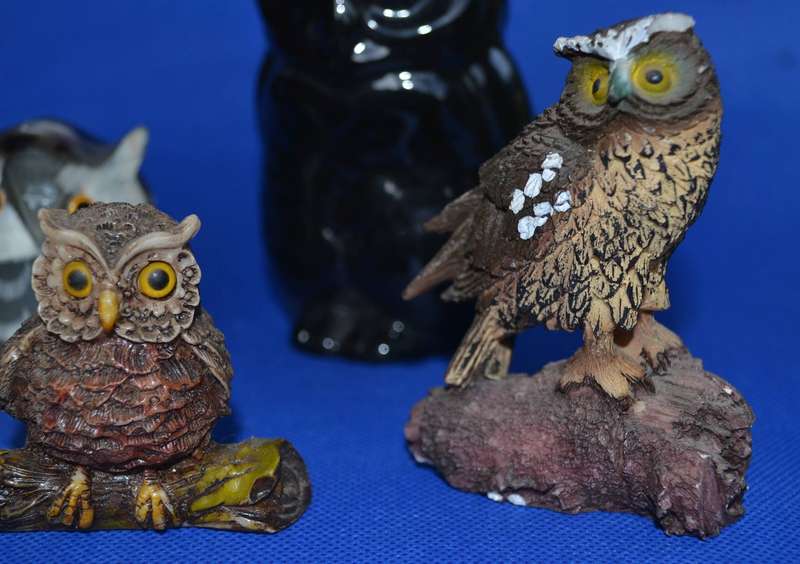 Collection of /owl Ornaments - Various Materials - 5 Pieces