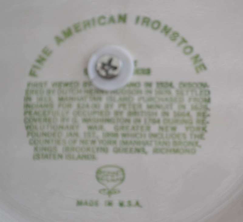 Single Tier Cake Stand - American Ironstone Collectors Plate  depicting  New York  City Landmarks
