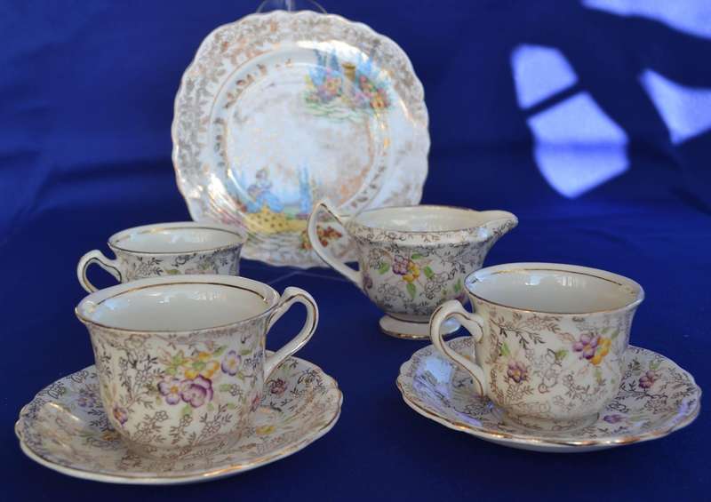 James Kent Part Tea Set and Colclough Side Plate - Vintage