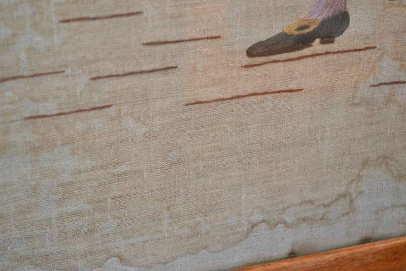 True Vintage Victorian Style French Oak Barley Twist Fire Screen with Needlework Image