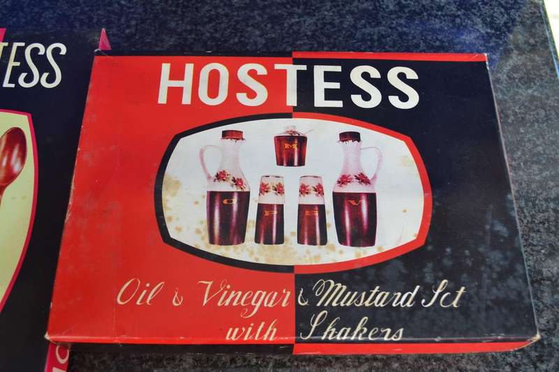 Hostess Vintage Condiment Set and Server Set- Boxed