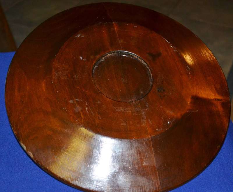 True Vintage Wooden Polish Folk Art Plate with Brass Inlay
