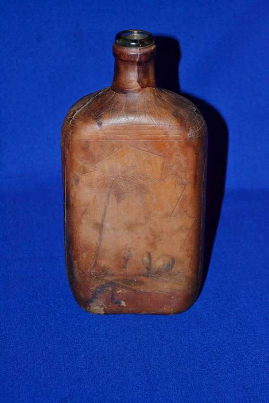 True Vintage Leather wrapped Glass Bottle