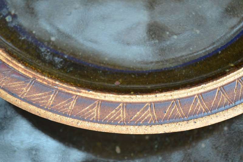 Rustic Unglazed Pottery Plates with Glazed Interior - 5 Pieces