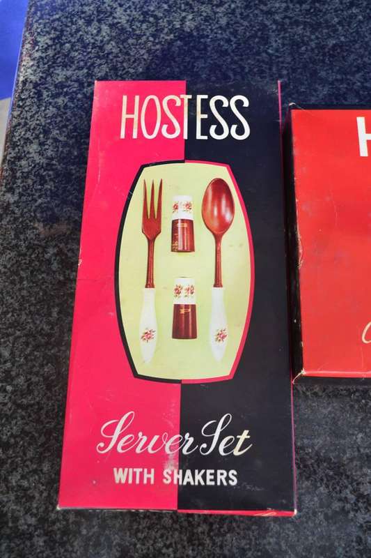 Hostess Vintage Condiment Set and Server Set- Boxed