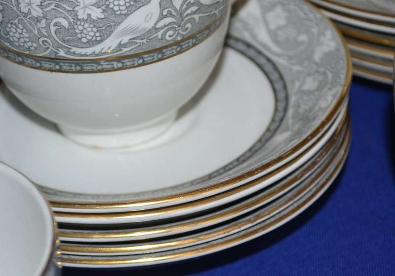 Very Rare True Vintage Tea Set by Booths England in the Grey Mosaic Pattern - 28 Pieces