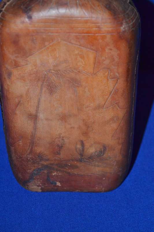 True Vintage Leather wrapped Glass Bottle