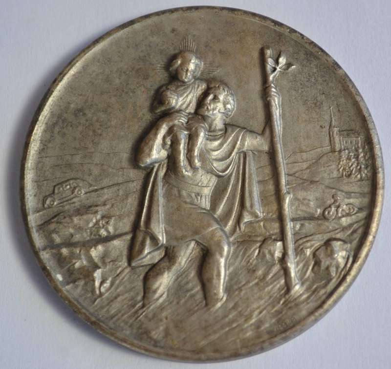 Saint Christopher Silver Tone Medallion