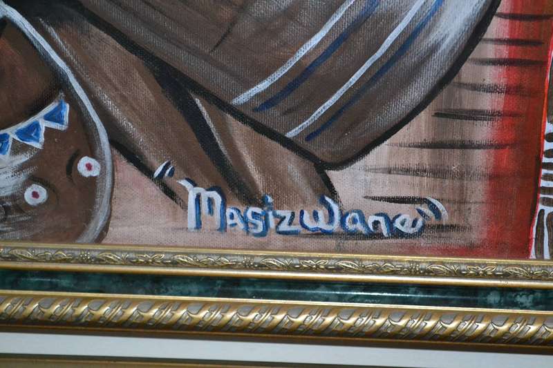 Large Original  Painting - Vibrant Ethnic Design  Signed Masizwane