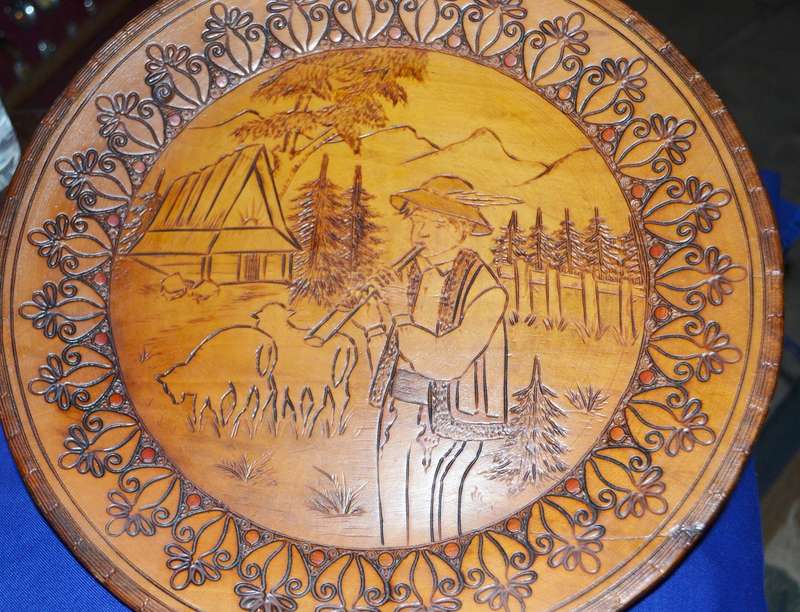True Vintage Wooden Polish Folk Art Plate