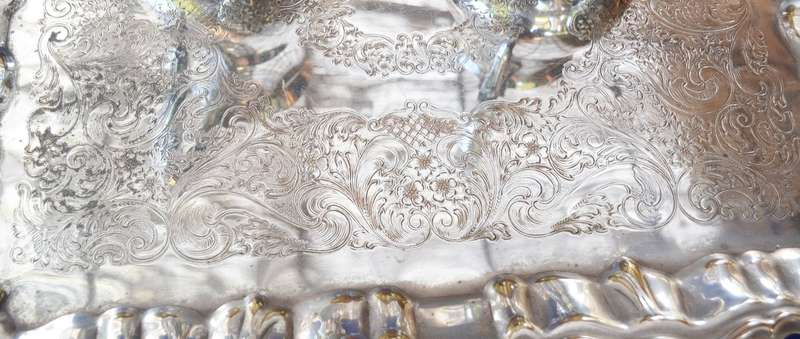 Vintage Silver Plated Tea Set on Footed Tray - 6 Pieces