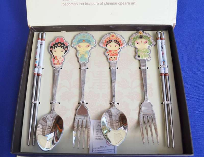 Guo Cui Jing Ju Chinese Peking  Opera Flatware and Chopstick Set - Boxed