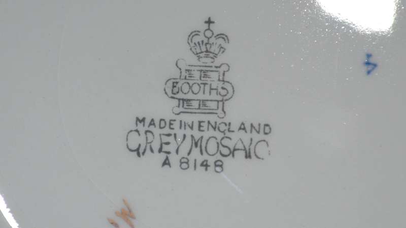Very Rare True Vintage Tea Set by Booths England in the Grey Mosaic Pattern - 28 Pieces