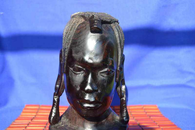 Vintage African Hard Wood Maasai Woman Bust
