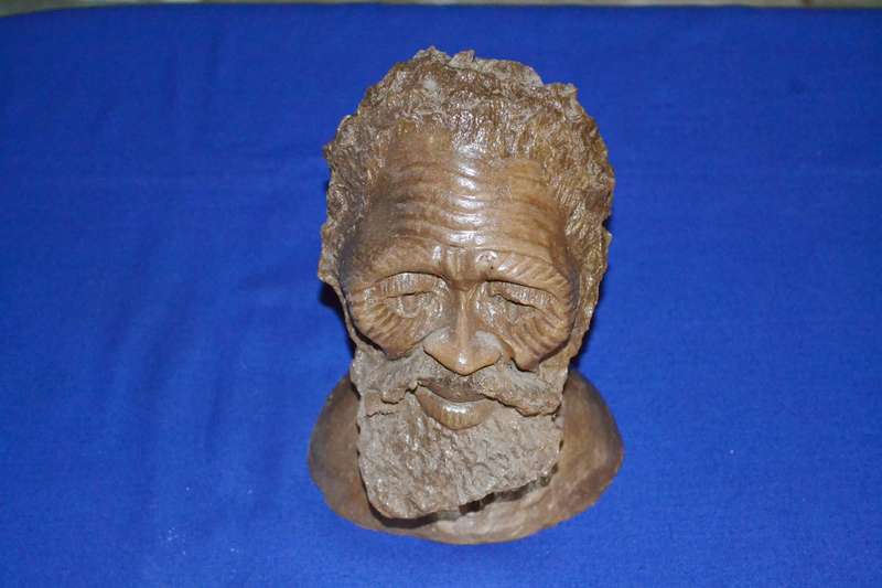 Vintage Sculpted Clay Bust - African Man - Signed