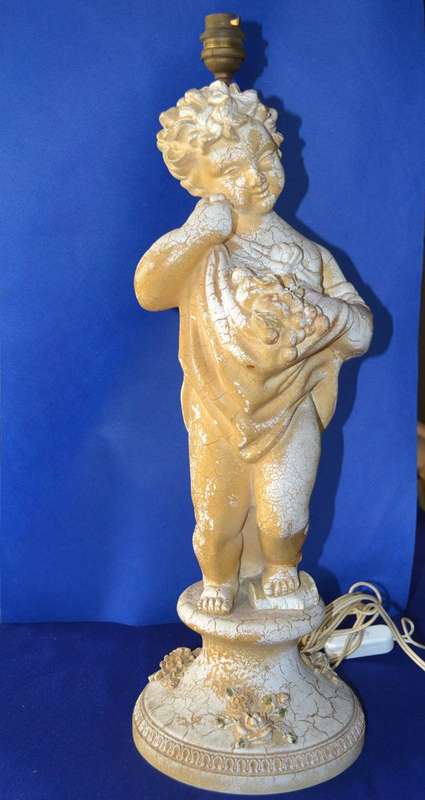 Vintage Alabaster Resin  Cherub Table Lamp  Italy