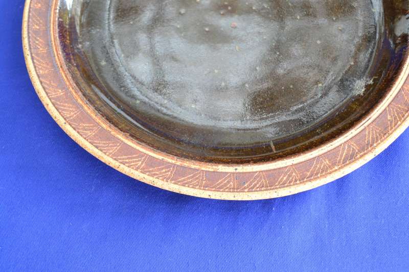 Rustic Unglazed Pottery Plates with Glazed Interior - 5 Pieces