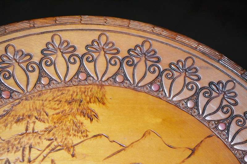 True Vintage Wooden Polish Folk Art Plate