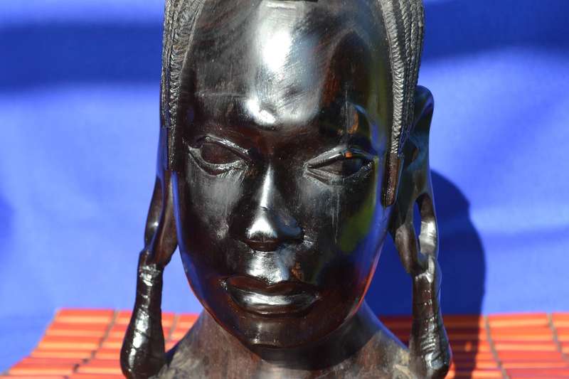 Vintage African Hard Wood Maasai Woman Bust