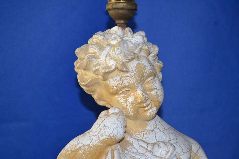 Vintage Alabaster Resin  Cherub Table Lamp  Italy