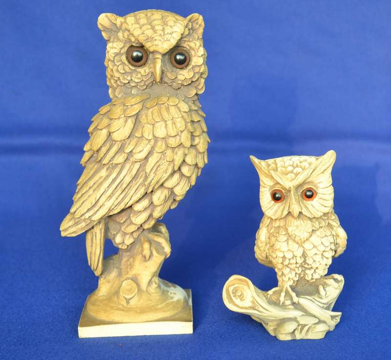 Pair of High Quality Resin Owls