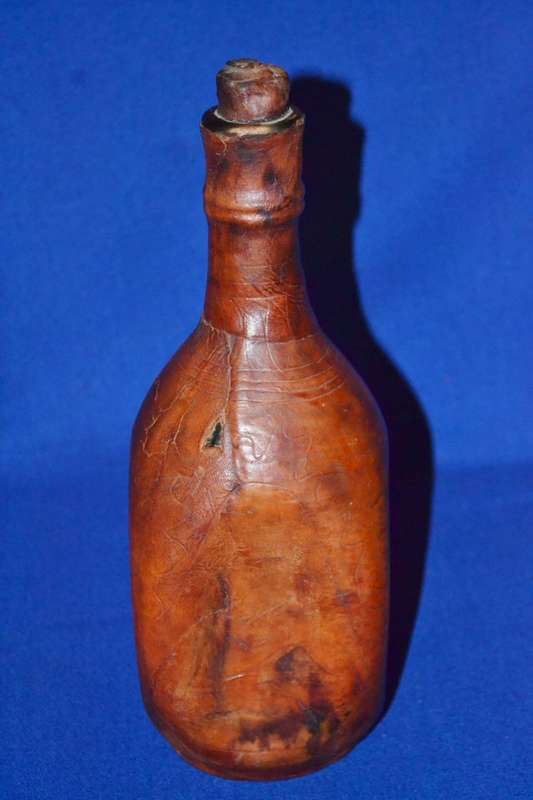 True Vintage Leather wrapped Glass Bottle