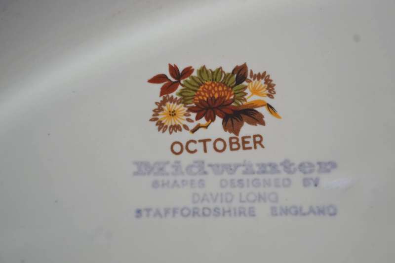 Midwinter Pottery Items in the October Pattern - 6 Pieces