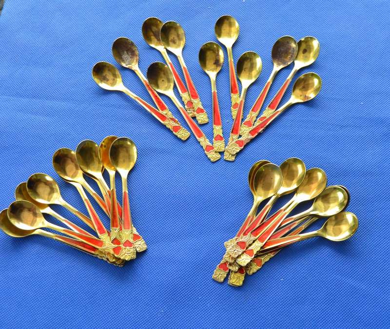 Collection of 35 Small Gold toned Spoons